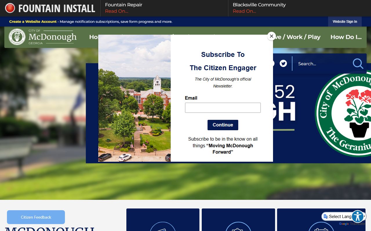 City of McDonough official website homepage