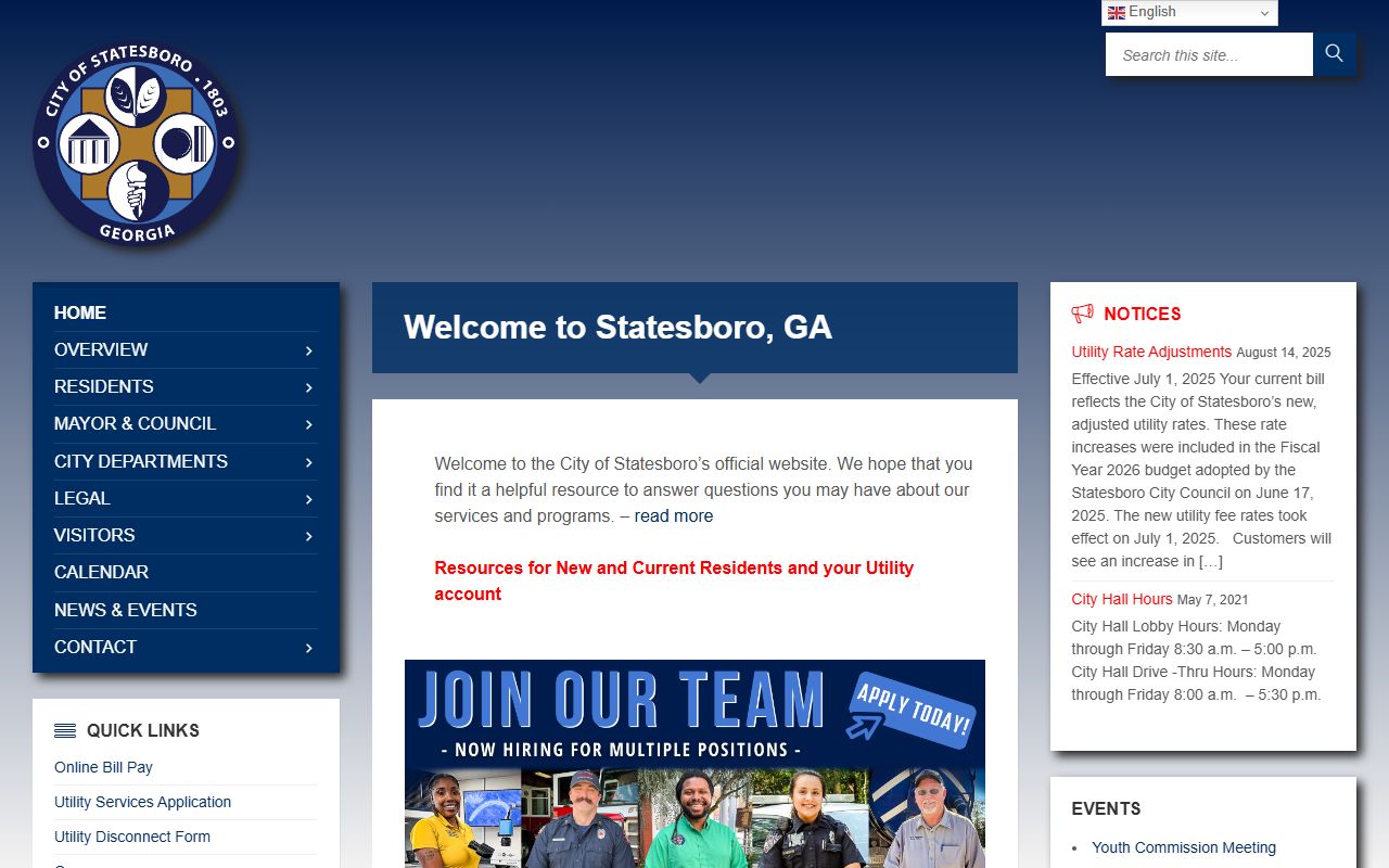 City of Statesboro official website homepage
