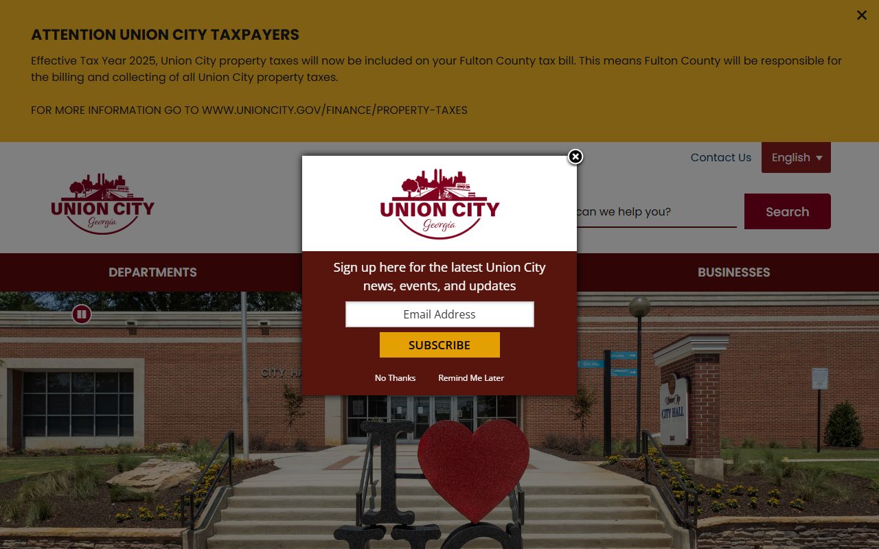 City of Union City official website homepage